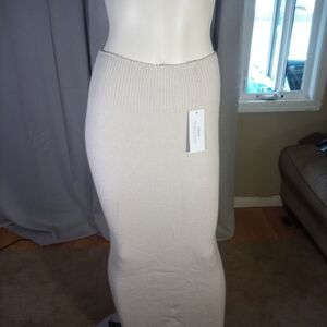 Charlies Cream Ribbed Maxi Pencil Skirt Cocktail